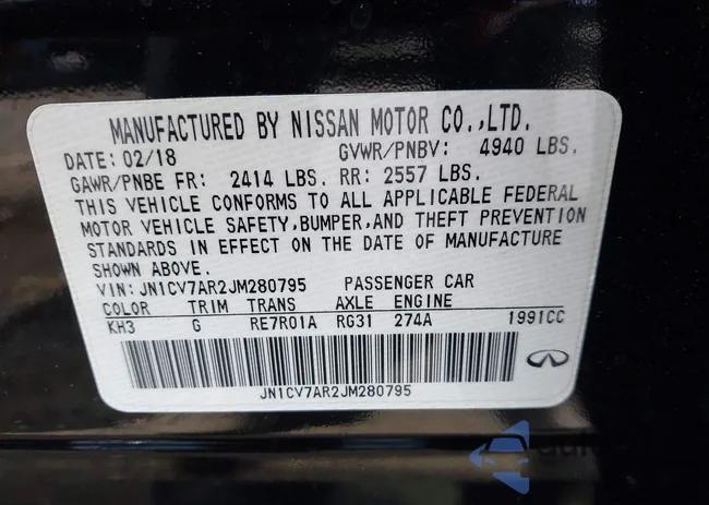 JN1CV7AR2JM280795: 43096163