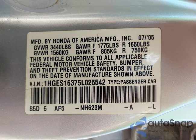 1HGES16375L025542: 43096251