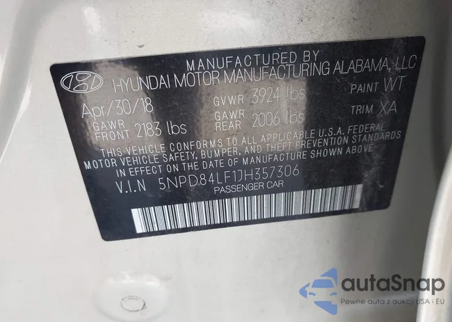 5NPD84LF1JH357306: 43096314