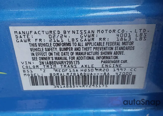 3N1AB8DV4RY295175: 43096361