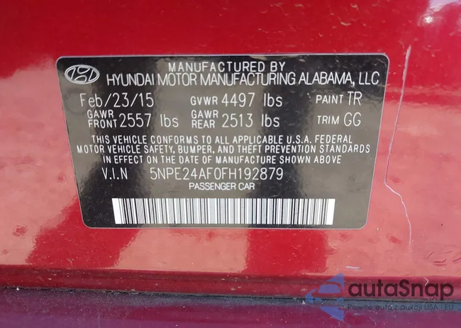 5NPE24AF0FH192879: 43096541