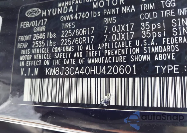 KM8J3CA40HU420601: 43096552