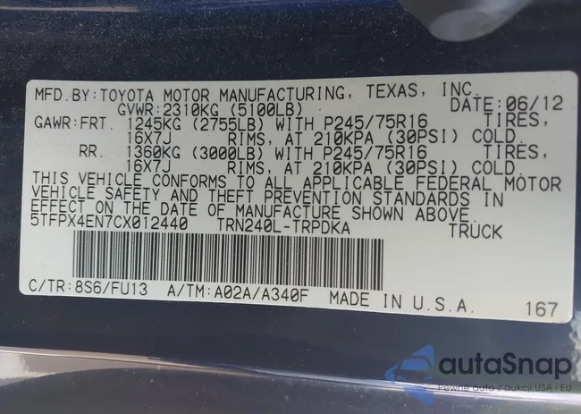 5TFPX4EN7CX012440: 43096569