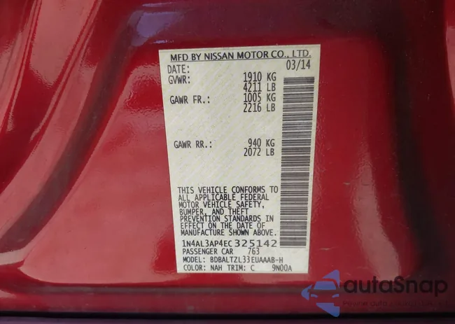 1N4AL3AP4EC325142: 43096668