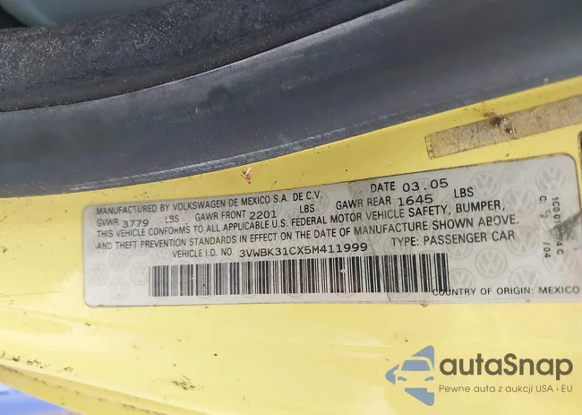 3VWBK31CX5M411999: 43096706