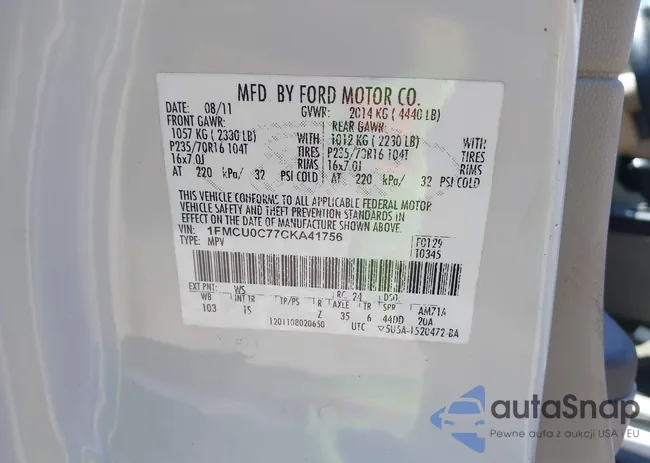 1FMCU0C77CKA41756: 43095766