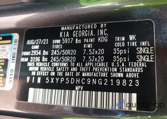 5XYP5DHC9NG219823: 43095863