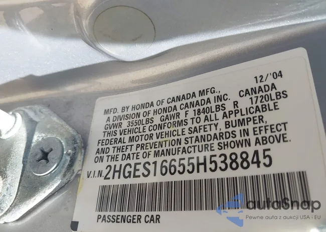 2HGES16655H538845: 43095948