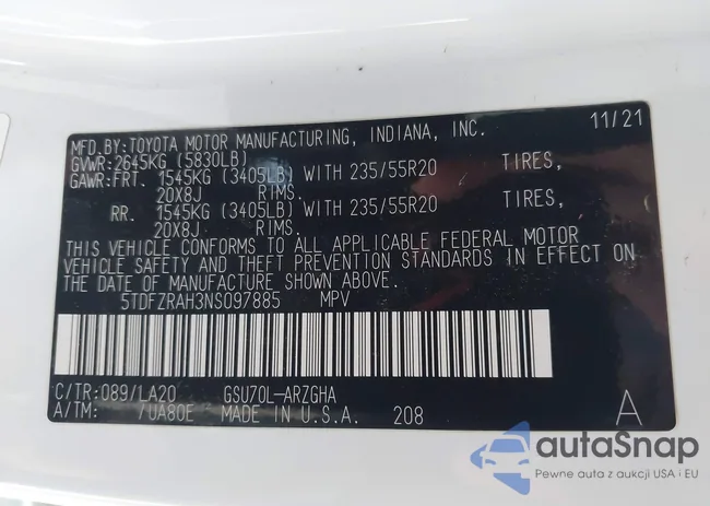 5TDFZRAH3NS097885: 43096007