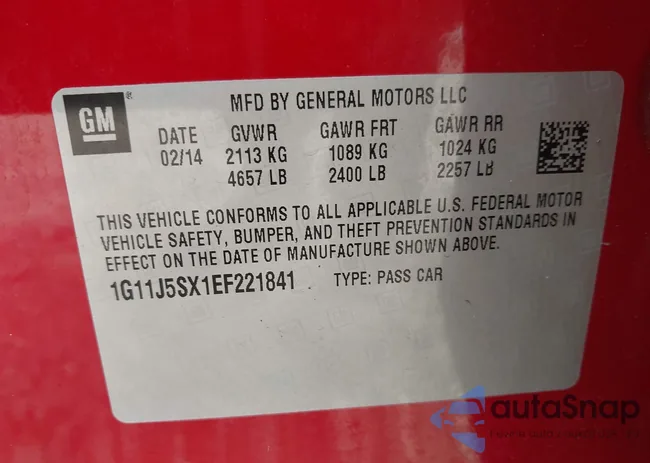 1G11J5SX1EF221841: 43096012