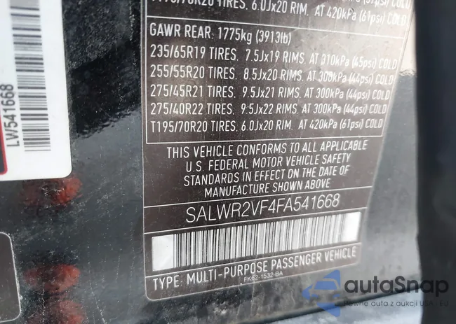 SALWR2VF4FA541668: 43096100