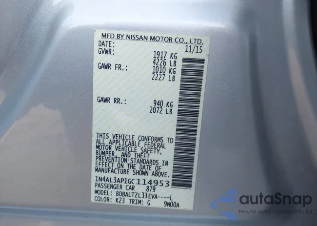 1N4AL3AP1GC114953: 43096101