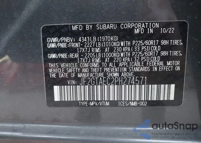 JF2GTAEC2PH274571: 43097247