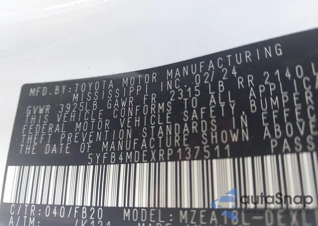 5YFB4MDEXRP137511: 43097271