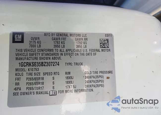 1GCRKSE35B2300727: 43097435