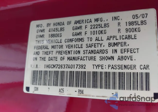 1HGCM72637A017392: 43097548