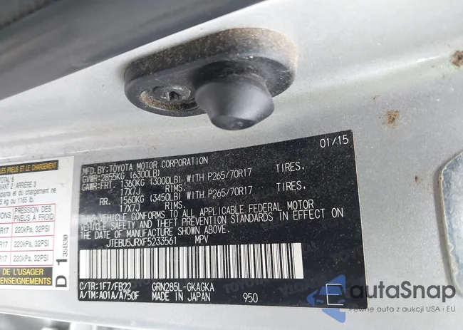 JTEBU5JRXF5233561: 43097587