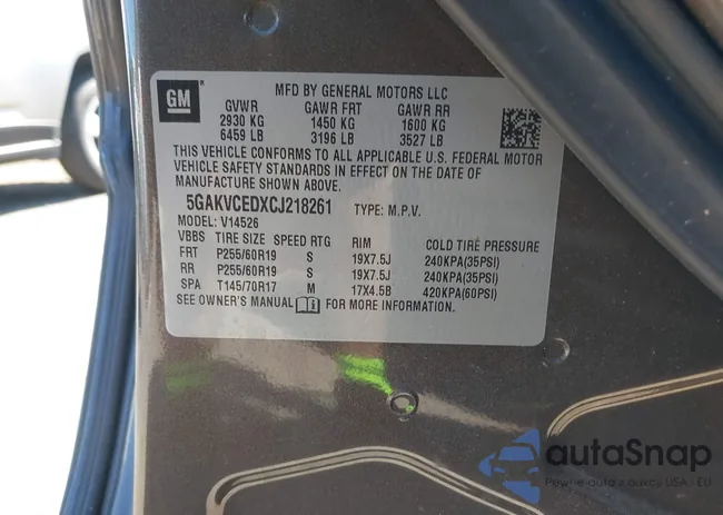 5GAKVCEDXCJ218261: 43097611