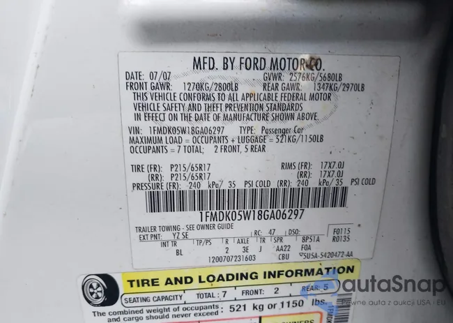 1FMDK05W18GA06297: 43096792