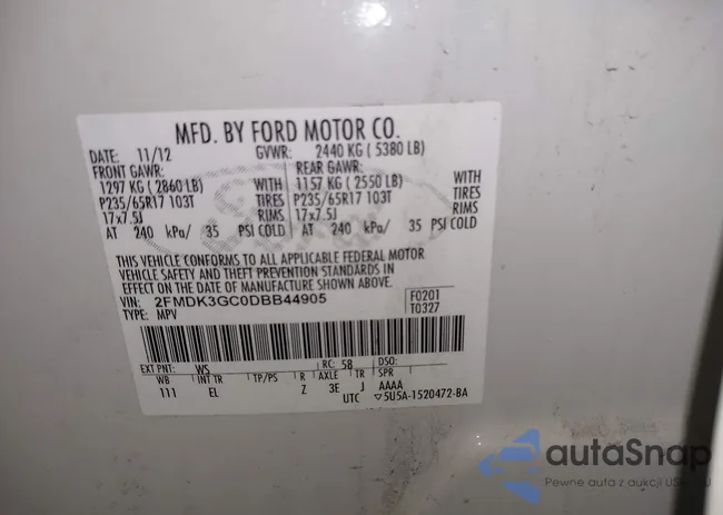 2FMDK3GC0DBB44905: 43096843