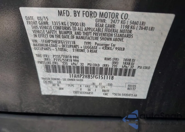 1FAHP2H85FG151118: 43096868