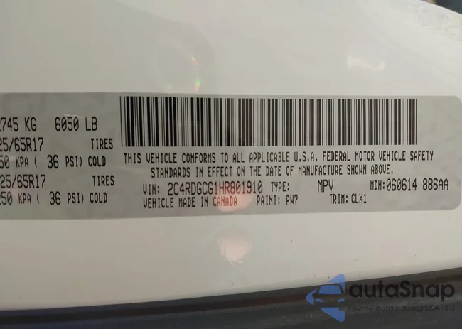 2C4RDGCG1HR801910: 43096893