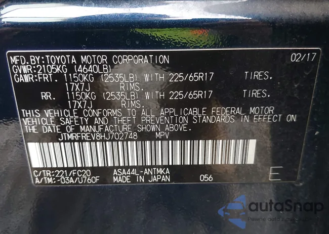 JTMRFREV8HJ702748: 43098159