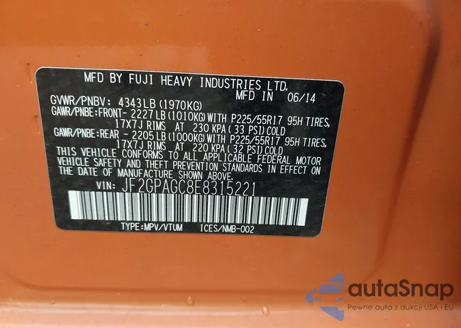 JF2GPAGC8E8315221: 43098453