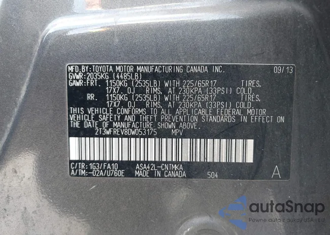 2T3WFREV8DW053175: 43098482