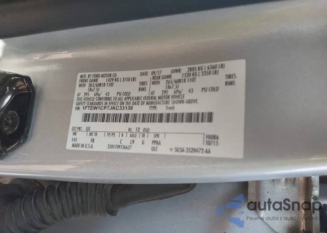 1FTEW1CP7JKC33138: 43098532