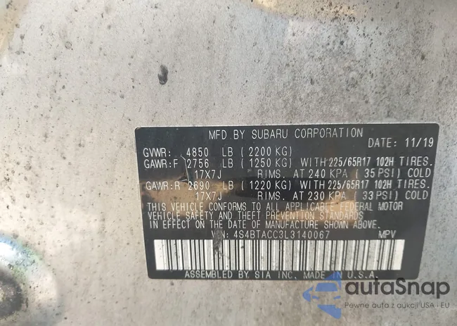 4S4BTACC3L3140067: 43098560