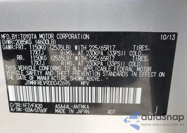 JTMRFREV9DD042695: 43098689