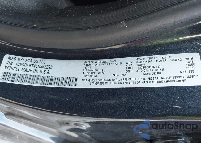 1C6SRFRT4LN352298: 43097857