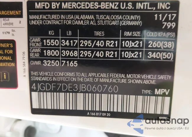 4JGDF7DE3JB060760: 43097906