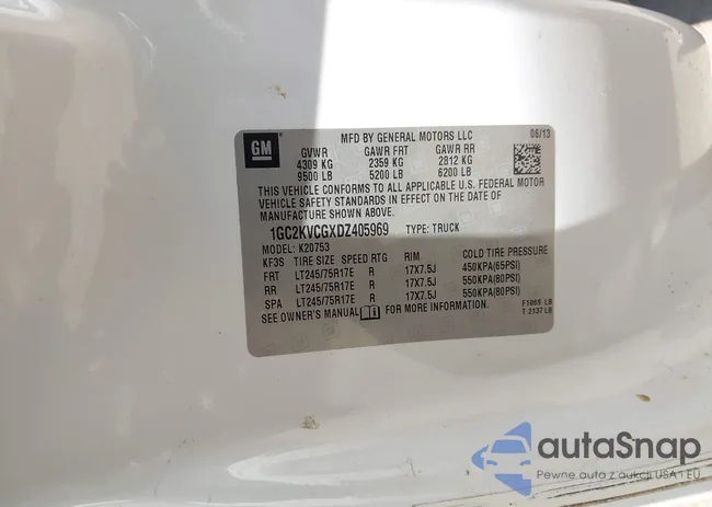 1GC2KVCGXDZ405969: 43097935