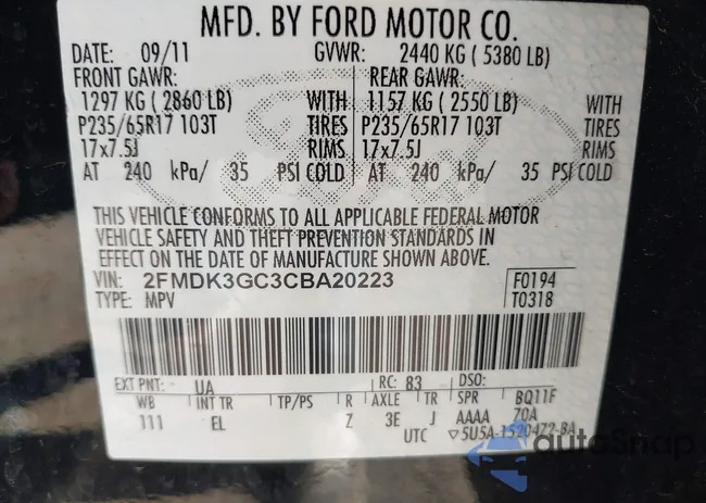 2FMDK3GC3CBA20223: 43097992