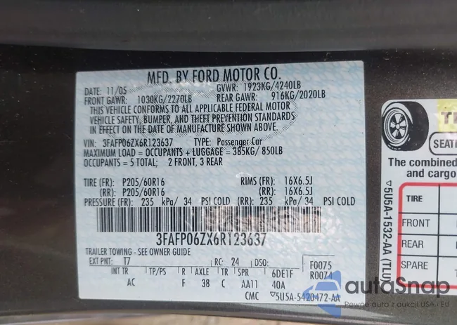 3FAFP06ZX6R123637: 43098092