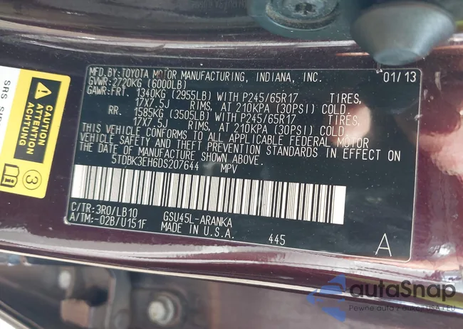 5TDBK3EH6DS207644: 43098103