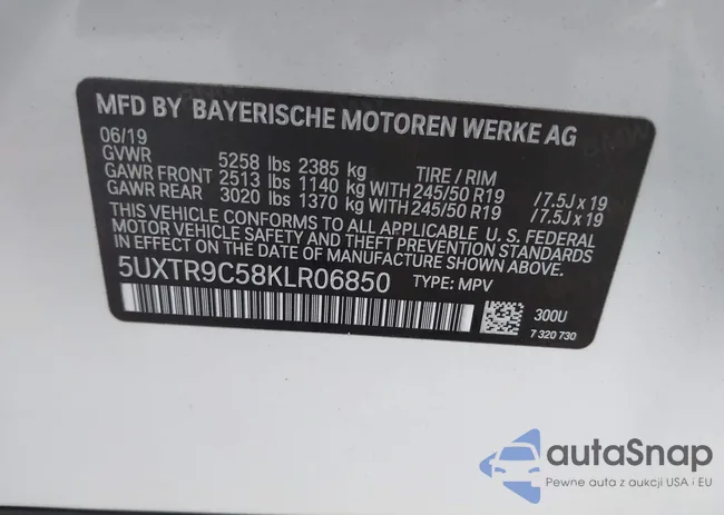 5UXTR9C58KLR06850: 43099173