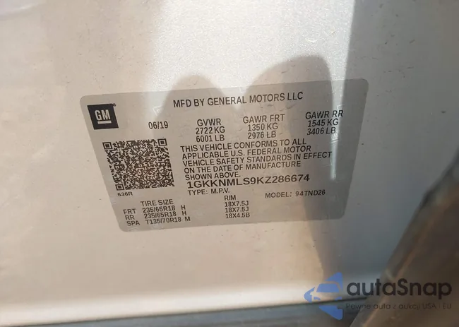 1GKKNMLS9KZ286674: 43099175