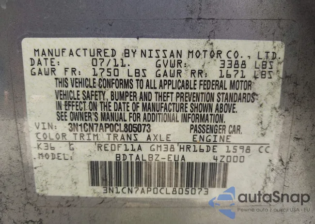 3N1CN7AP0CL805073: 43099268