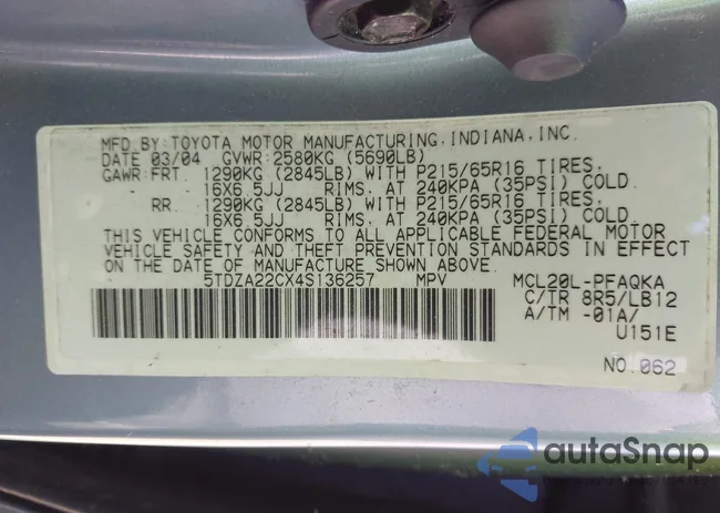 5TDZA22CX4S136257: 43099364