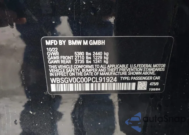 WBSGV0C00PCL91924: 43099435