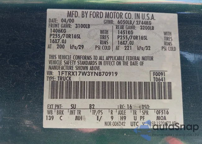 1FTRX17W3YNB70919: 43099464