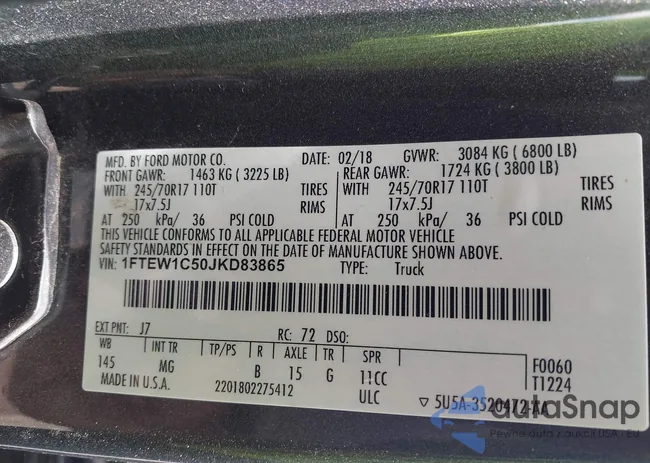 1FTEW1C50JKD83865: 43099499