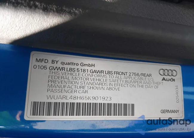 WUARL48H65K901923: 43099534