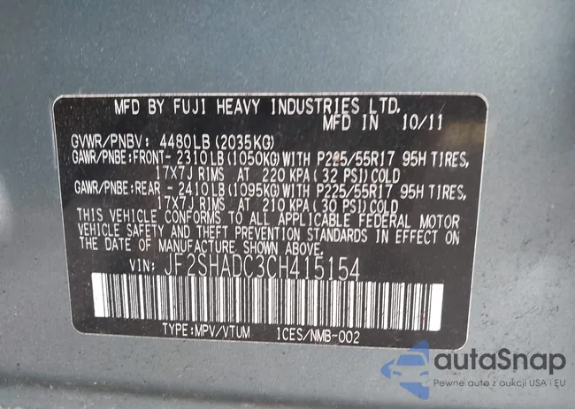 JF2SHADC3CH415154: 43099592