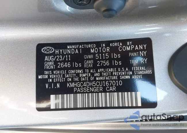 KMHGC4DH5CU167010: 43099629