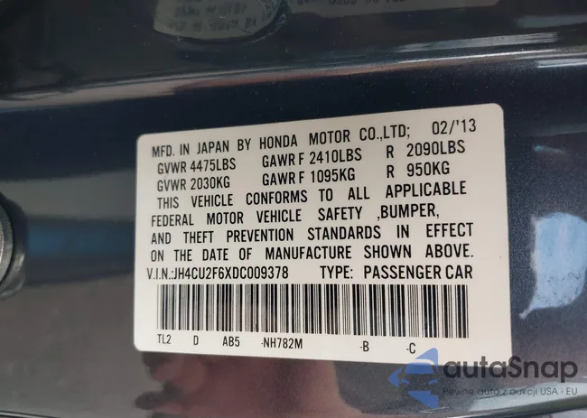 JH4CU2F6XDC009378: 43098761