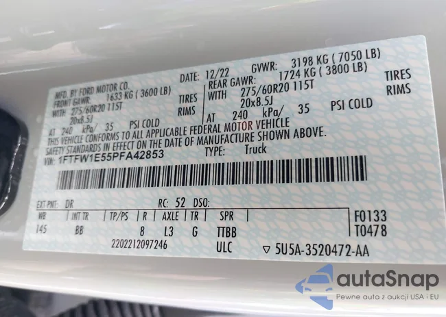 1FTFW1E55PFA42853: 43098815